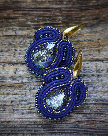 Granatowe kolczyki soutache, Mró Soutache