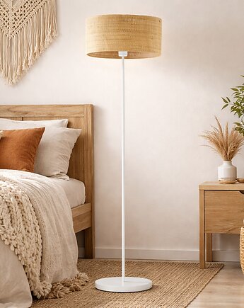 Lampa stojąca do sypialni w stylu boho WERONA BOHO z rattanowym abażurem, LYSNE