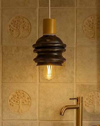 Lampa wisząca ceramiczna Dzwonek czarno biała, Ceramika Nastawka