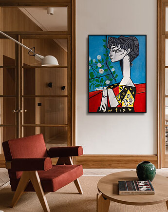 "Jacqueline z kwiatami" - Pablo Picasso - obraz na płótnie lub plakat, Dekoracje PATKA Patrycja Kita
