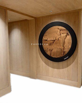 Płaskorzeźba obraz okrągły strukturalny  koło metaliczna dekoracja fi 100cm, art and texture