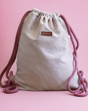Welurowy jasny workoplecak basic, raspberi