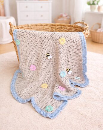 Kocyk dziecięcy Magic Garden wełna merino bawełna, GANGSTA KNIT