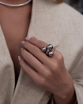 Srebrny modowy pierścionek ze stali chirurgicznej premium Paraiso Dionea, Paraiso