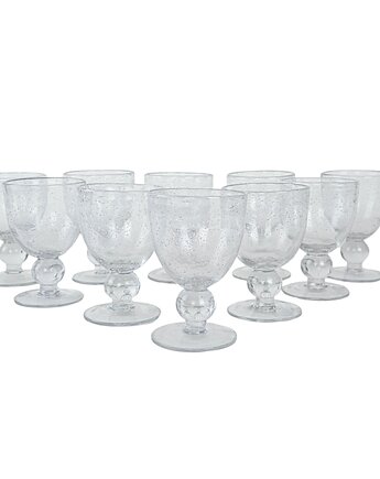 Komplet kieliszków ze szkła bąbelkowego, włoski design, lata 70, Włochy, Przetwory design