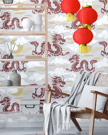 Powtarzalny szablon malarski / DRAGONS CHINOISERIE, Szablony Nakleo