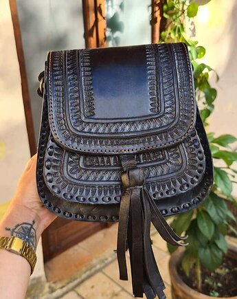 Torebka damska skórzana ręcznie robiona góralska Luisa, SempreArte