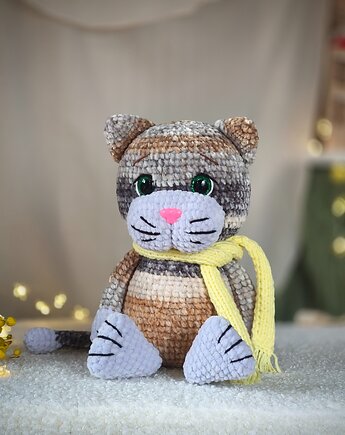 Kolorowy kotek pluszowy, Unikatowy kotek na prezent, EcoToysByNastya