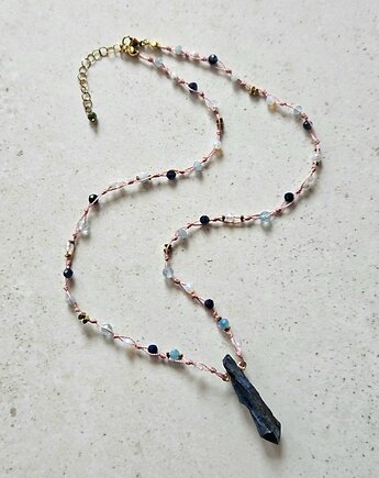 Naszyjnik N57  Kwarc tytanowy, mix kamieni, Trawelerka