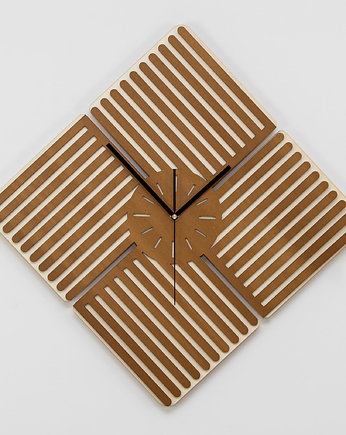 ZEGAR GEOMETRYCZNY, LAMELE, NOWOCZESNA DEKORACJA , SOSNA S ( 40 x 40 cm ), ORNAMENTI