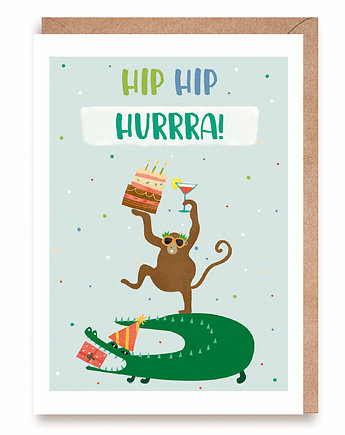 Kartka URODZINOWA HIP HIP HURRRA A6, Cardie