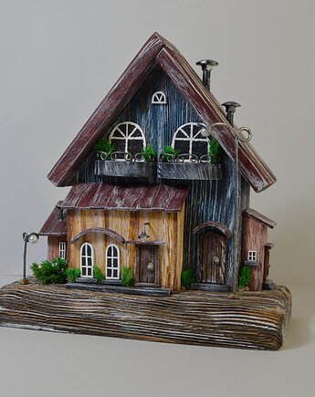 Ręcznie robiony drewniany domek dekoracyjny , Creative Craft Family R