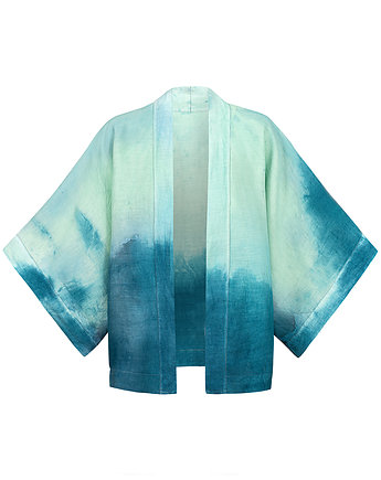 MIĘTOWE ORZEŹWIENIE- lniane kimono ręcznie malowane, Ewa Zwolinska
