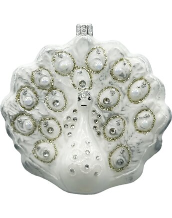 Bombka choinkowa: Paw królewski: biały, Syn Bombkarza