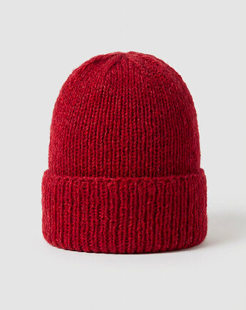 Czapka DEBRA - Czerwona - Handmade - Merino, alpaka, jedwab, cisza kolektyw