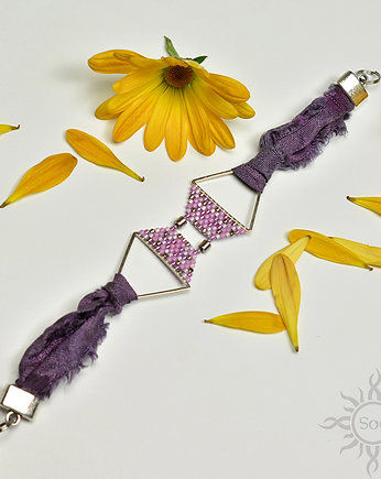 Vasaros - fioletowa bransoletka, beading, Sol
