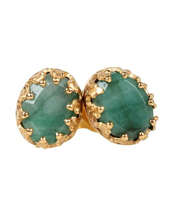 Kolczyki złote sztyfty Beau ze szmaragdami, Blooming Stones