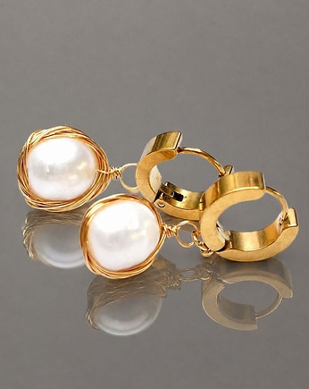 Kolczyki pozłacane Pearls [white] perły vol. 28 , KiKa pracownia