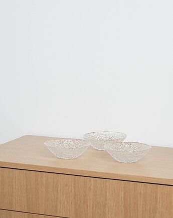 Komplet szklanych miseczek, włoski design, lata 70, produkcja: Włochy, Przetwory design