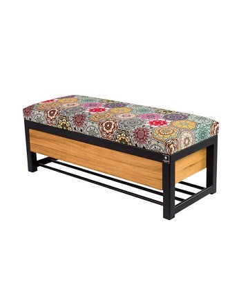 Ławka Pufa Tapicerowana Siedzisko Gładkie Stal LGMS-14, EMRA WOOD DESIGN
