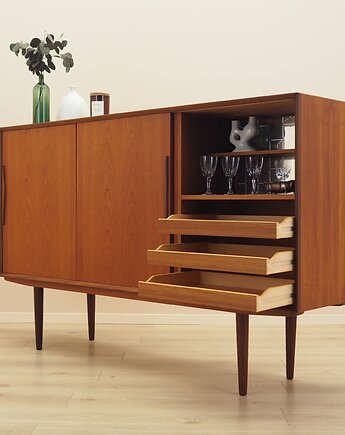 Highboard tekowy z barkiem, Dania, lata 60., Przetwory design