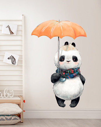 Panda z parasolem naklejka na ścianę, Dekoracjan