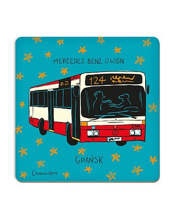 Podkładka pod kubek Gdańsk Autobus Mercedes Benz, Gliniana Kura