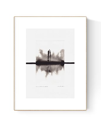 Grafika 21X30 malowana ręcznie na papierze, MiniMalArt