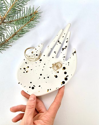 Ceramiczny Stojak  na Biżuterię Dłoń Dalmatyńczyk w Złote Ciapki, Maison Fragile
