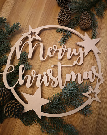 Obręcz drewniana Merry Christmas 30 cm, Decorify
