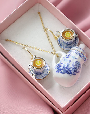 Komplet  filiżanki w złocie na prezent, Lemon Lovely