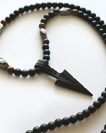 Naszyjnik ochronny - onyks, tygrysie oko, hematyt, KEIT