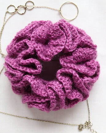 Frotka do włosów scrunchie gumka szydełkowa zgaszony amarant, RękaProduction