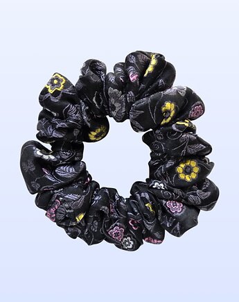 Scrunchie MIDI czarna w kwiatuszki, mi.KREO