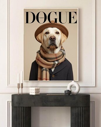 PLAKAT DOGUE labrador,  portret psa, okładka magazynu modowego, black dot studio
