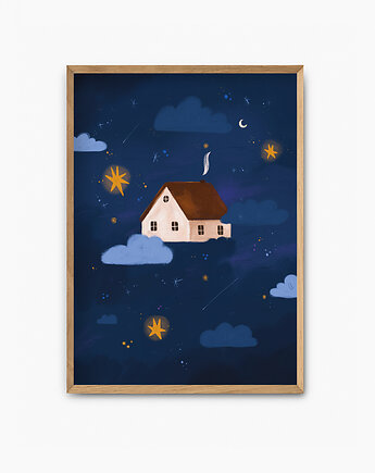 Plakat ilustracja Kosmiczny dom, Papieroteka