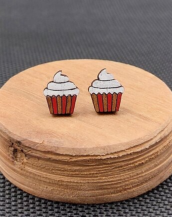 Kolczyki drewniane BABECZKI BIAŁE, SIAMIL ART