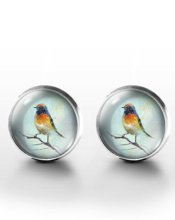 Kolczyki sztyfty - Kolorowy ptak - grafika, yenoo