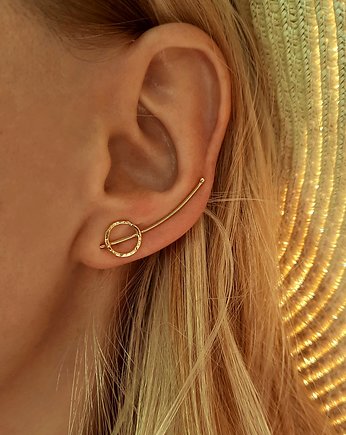 Komplet kolczyk- nausznica Koło Gold pozłacane srebro lewe ucho, ZIĘBA