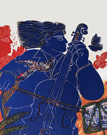 Wiolonczelista - obraz na płótnie lub plakat, Dekoracje PATKA Patrycja Kita