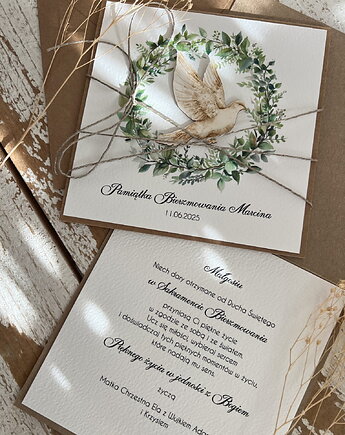 Ręcznie robiona kartka na bierzmowanie z personalizacją, sorte