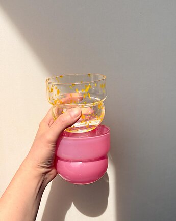 SZKLANKI RUNO REGULAR (2 szt.) malina + żółte ciapki, FORMY PROSTE