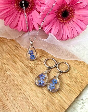 Komplet biżuterii z niezapominajkami , Blask Natury