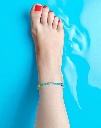 NA NOGĘ : jadeit turkusowy i millefiori, kaktusia