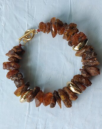SUROWY BURSZTYN bransoletka z muszlą i bursztynem, NOMAD ACCESSORIES