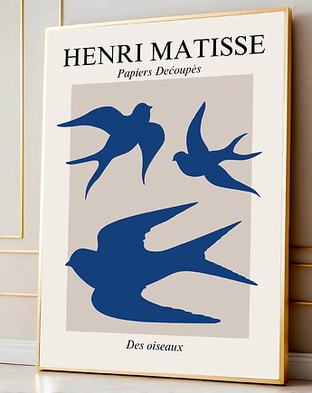 PLAKAT ptaki , abstrakcja, matisse, niebieski, black dot studio