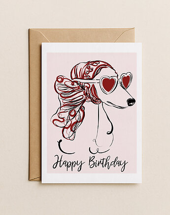 Kartka urodzinowa z charcikiem w okularach, Mint In Paper