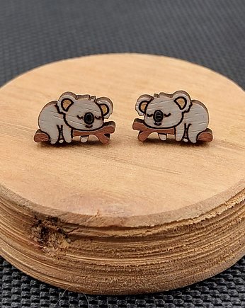 Kolczyki drewniane KOALA JASNY, SIAMIL ART