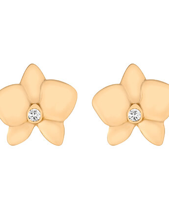 Złote kolczyki orchidee z kryształkami, SOTHO