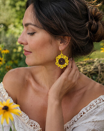 Rudbekie- kolczyki sutasz, Mró Soutache